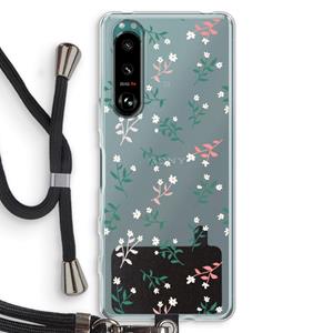 CaseCompany Small white flowers: Sony Xperia 5 III Transparant Hoesje met koord