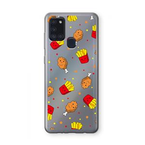 CaseCompany Chicken 'n Fries: Samsung Galaxy A21s Transparant Hoesje