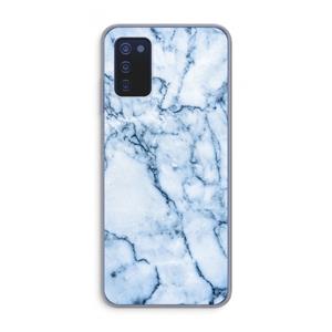 CaseCompany Blauw marmer: Samsung Galaxy A03s Transparant Hoesje