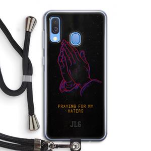 CaseCompany Praying For My Haters: Samsung Galaxy A40 Transparant Hoesje met koord