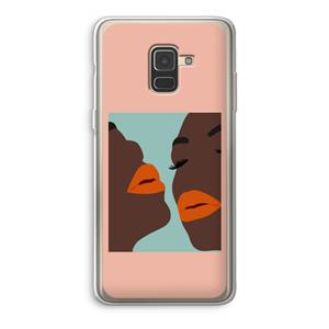 CaseCompany Orange lips: Samsung Galaxy A8 (2018) Transparant Hoesje
