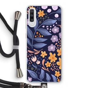 CaseCompany Flowers with blue leaves: Samsung Galaxy A70 Transparant Hoesje met koord