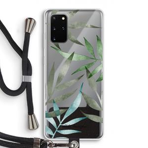 CaseCompany Tropical watercolor leaves: Samsung Galaxy S20 Plus Transparant Hoesje met koord