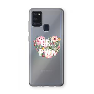 CaseCompany GRL PWR Flower: Samsung Galaxy A21s Transparant Hoesje