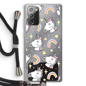 CaseCompany Rainbow Unicorn: Samsung Galaxy Note 20 / Note 20 5G Transparant Hoesje met koord