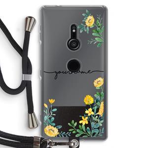 CaseCompany Gele bloemen: Sony Xperia XZ2 Transparant Hoesje met koord