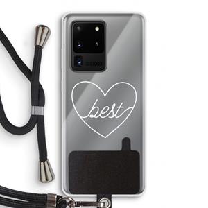 CaseCompany Best heart pastel: Samsung Galaxy S20 Ultra Transparant Hoesje met koord
