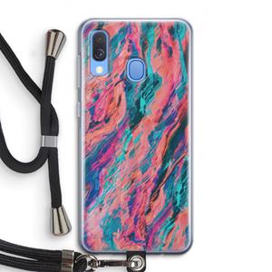 CaseCompany Electric Times: Samsung Galaxy A40 Transparant Hoesje met koord