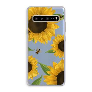 CaseCompany Sunflower and bees: Samsung Galaxy S10 5G Transparant Hoesje