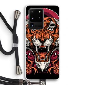 CaseCompany Tiger and Rattlesnakes: Samsung Galaxy S20 Ultra Transparant Hoesje met koord