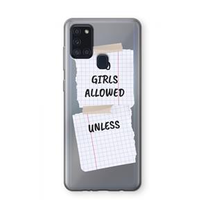 CaseCompany No Girls Allowed Unless: Samsung Galaxy A21s Transparant Hoesje