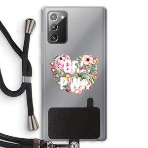 CaseCompany GRL PWR Flower: Samsung Galaxy Note 20 / Note 20 5G Transparant Hoesje met koord