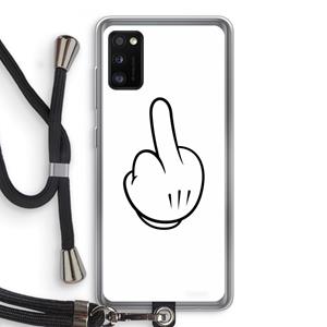 CaseCompany Middle finger white: Samsung Galaxy A41 Transparant Hoesje met koord