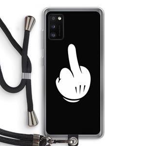 CaseCompany Middle finger black: Samsung Galaxy A41 Transparant Hoesje met koord