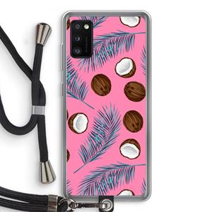CaseCompany Kokosnoot roze: Samsung Galaxy A41 Transparant Hoesje met koord