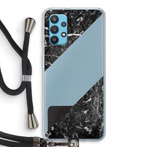 CaseCompany Zwart marmer: Samsung Galaxy A32 4G Transparant Hoesje met koord