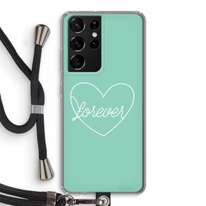 CaseCompany Forever heart pastel: Samsung Galaxy S21 Ultra Transparant Hoesje met koord