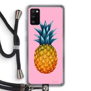 CaseCompany Grote ananas: Samsung Galaxy A41 Transparant Hoesje met koord
