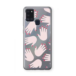CaseCompany Hands pink: Samsung Galaxy A21s Transparant Hoesje