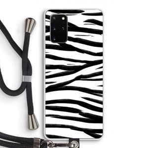 CaseCompany Zebra pattern: Samsung Galaxy S20 Plus Transparant Hoesje met koord