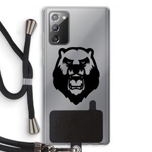 CaseCompany Angry Bear (black): Samsung Galaxy Note 20 / Note 20 5G Transparant Hoesje met koord