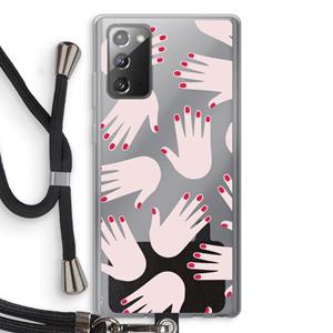 CaseCompany Hands pink: Samsung Galaxy Note 20 / Note 20 5G Transparant Hoesje met koord