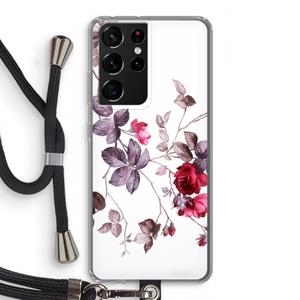 CaseCompany Mooie bloemen: Samsung Galaxy S21 Ultra Transparant Hoesje met koord