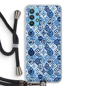 CaseCompany Blauw motief: Samsung Galaxy A32 4G Transparant Hoesje met koord