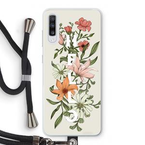 CaseCompany Hello bloemen: Samsung Galaxy A70 Transparant Hoesje met koord