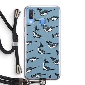 CaseCompany Narwhal: Samsung Galaxy A40 Transparant Hoesje met koord