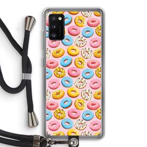 CaseCompany Pink donuts: Samsung Galaxy A41 Transparant Hoesje met koord