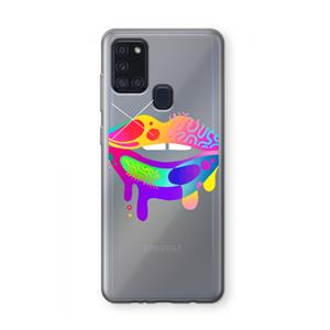 CaseCompany Lip Palette: Samsung Galaxy A21s Transparant Hoesje