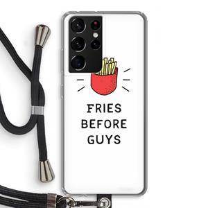 CaseCompany Fries before guys: Samsung Galaxy S21 Ultra Transparant Hoesje met koord