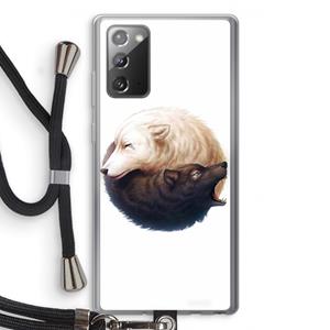 CaseCompany Yin Yang Wolves: Samsung Galaxy Note 20 / Note 20 5G Transparant Hoesje met koord