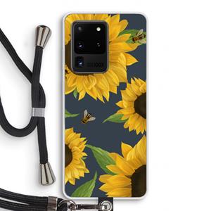 CaseCompany Sunflower and bees: Samsung Galaxy S20 Ultra Transparant Hoesje met koord