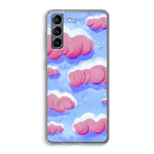 CaseCompany Roze wolken met vogels: Samsung Galaxy S21 Transparant Hoesje