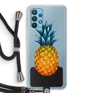 CaseCompany Grote ananas: Samsung Galaxy A32 4G Transparant Hoesje met koord