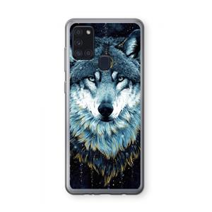 CaseCompany Darkness Wolf: Samsung Galaxy A21s Transparant Hoesje