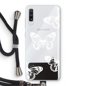 CaseCompany White butterfly: Samsung Galaxy A70 Transparant Hoesje met koord