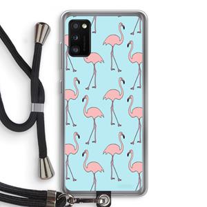CaseCompany Anything Flamingoes: Samsung Galaxy A41 Transparant Hoesje met koord