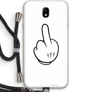 CaseCompany Middle finger white: Samsung Galaxy J7 (2017) Transparant Hoesje met koord