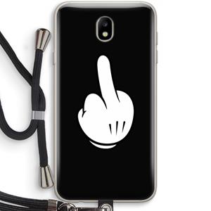 CaseCompany Middle finger black: Samsung Galaxy J7 (2017) Transparant Hoesje met koord