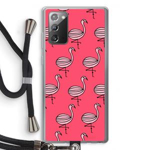 CaseCompany Flamingo: Samsung Galaxy Note 20 / Note 20 5G Transparant Hoesje met koord