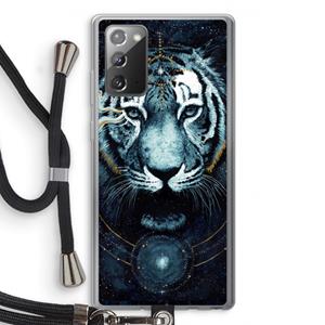 CaseCompany Darkness Tiger: Samsung Galaxy Note 20 / Note 20 5G Transparant Hoesje met koord