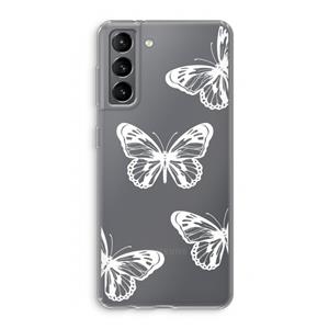 CaseCompany White butterfly: Samsung Galaxy S21 Transparant Hoesje