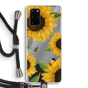 CaseCompany Sunflower and bees: Samsung Galaxy S20 Plus Transparant Hoesje met koord