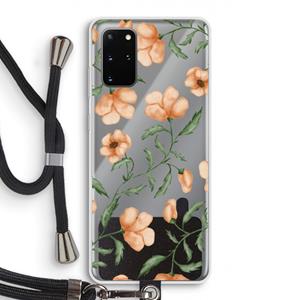 CaseCompany Peachy flowers: Samsung Galaxy S20 Plus Transparant Hoesje met koord