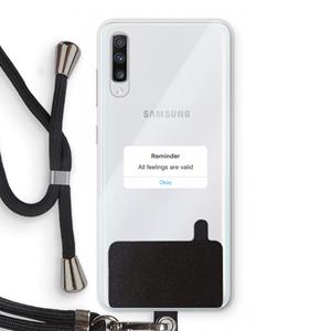 CaseCompany Reminder: Samsung Galaxy A70 Transparant Hoesje met koord