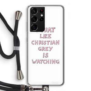 CaseCompany Christian Grey: Samsung Galaxy S21 Ultra Transparant Hoesje met koord