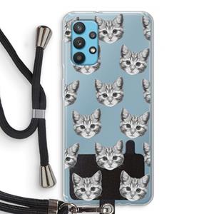 CaseCompany Kitten: Samsung Galaxy A32 4G Transparant Hoesje met koord